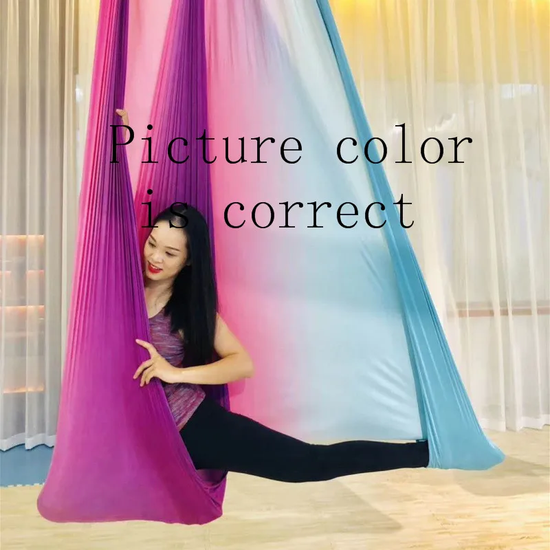 Разноцветный 5 метров воздушный анти-гравитационный Йога-гамак качели летающий Йога кровать бодибилдинг оборудование для тренажерного зала фитнеса инверсия трапеции - Цвет: Picture color