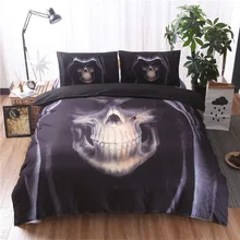 3D Black Skull Print Duvet Cover Set 3pcs Double Queen King Bedclothes font b Bed b