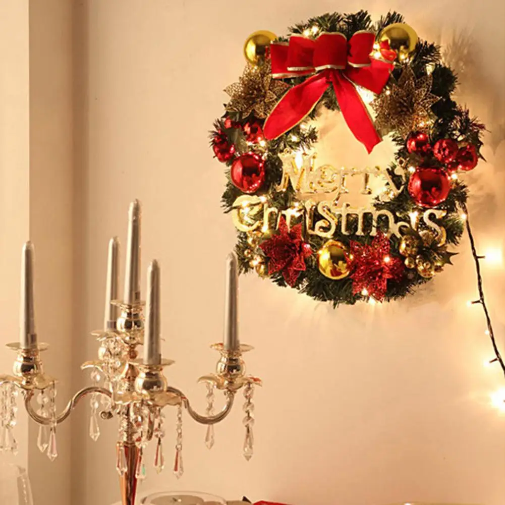 Нет Вт, 30 Вт, 40 см Рождественский венок гирлянда подвесной кулон для домашней двери Витрина украшения-30