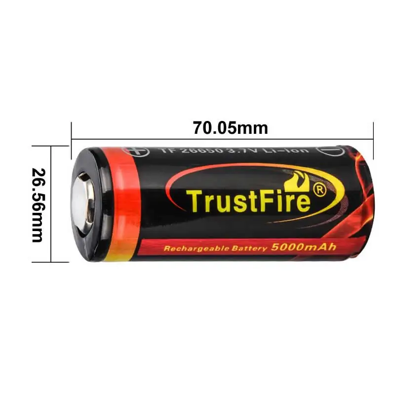 2 шт TrustFire настоящая 26650 защищенная 5000mAh 3,7 V литий-ионная аккумуляторная батарея+ проводное Универсальное зарядное устройство