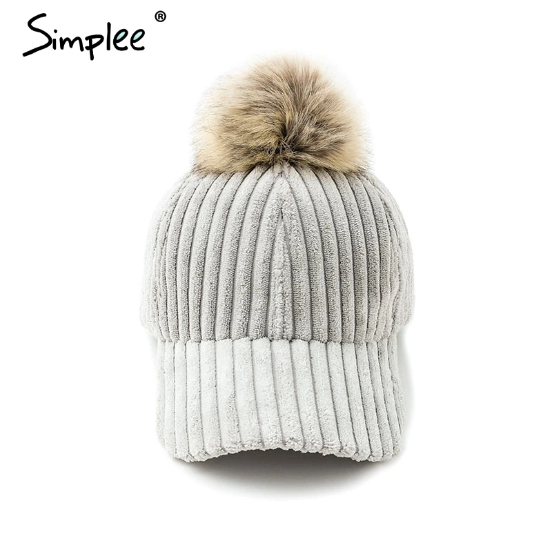 Light Gray Женская вельветовая регулируемая шапочка Simplee, Осенняя, зимняя модная стильная женская шапка, повседневная элегантная разноцветная бейсболка - Цвет: Light Gray