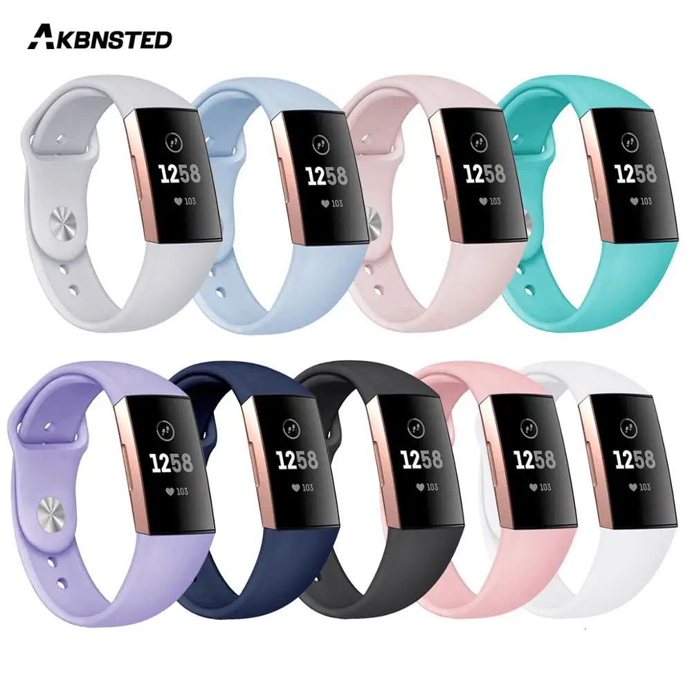 AKBNSTED мягкий силиконовый браслет ремешок для Fitbit Charge 3 замена часы аксессуары Smart