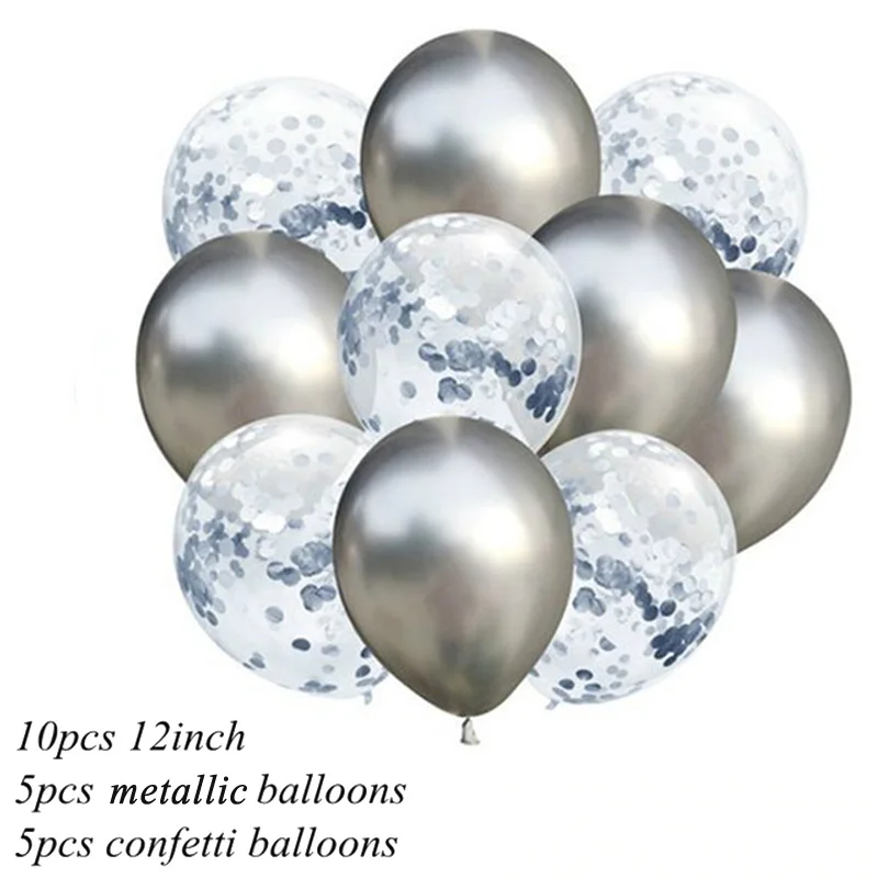10pcs silver 10 шт первые конфетти для дня рождения воздушные шары только что замужние вечерние украшения 1-й ребенок дети взрослый мальчик девочка мой 1 год поставки - Цвет: 10pcs silver