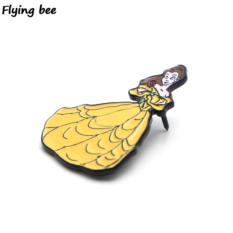 Flyingbee Красавица и Чудовище брошь, эмалированный штифт для одежды значок для рюкзака шапка личность Pin творческие булавки X0176