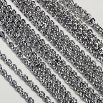 

Stainless Steel Metal Rhodium Color Jewelry Necklace Chains 2mm/3mm Flat Cable Links 100 Meters/Troll