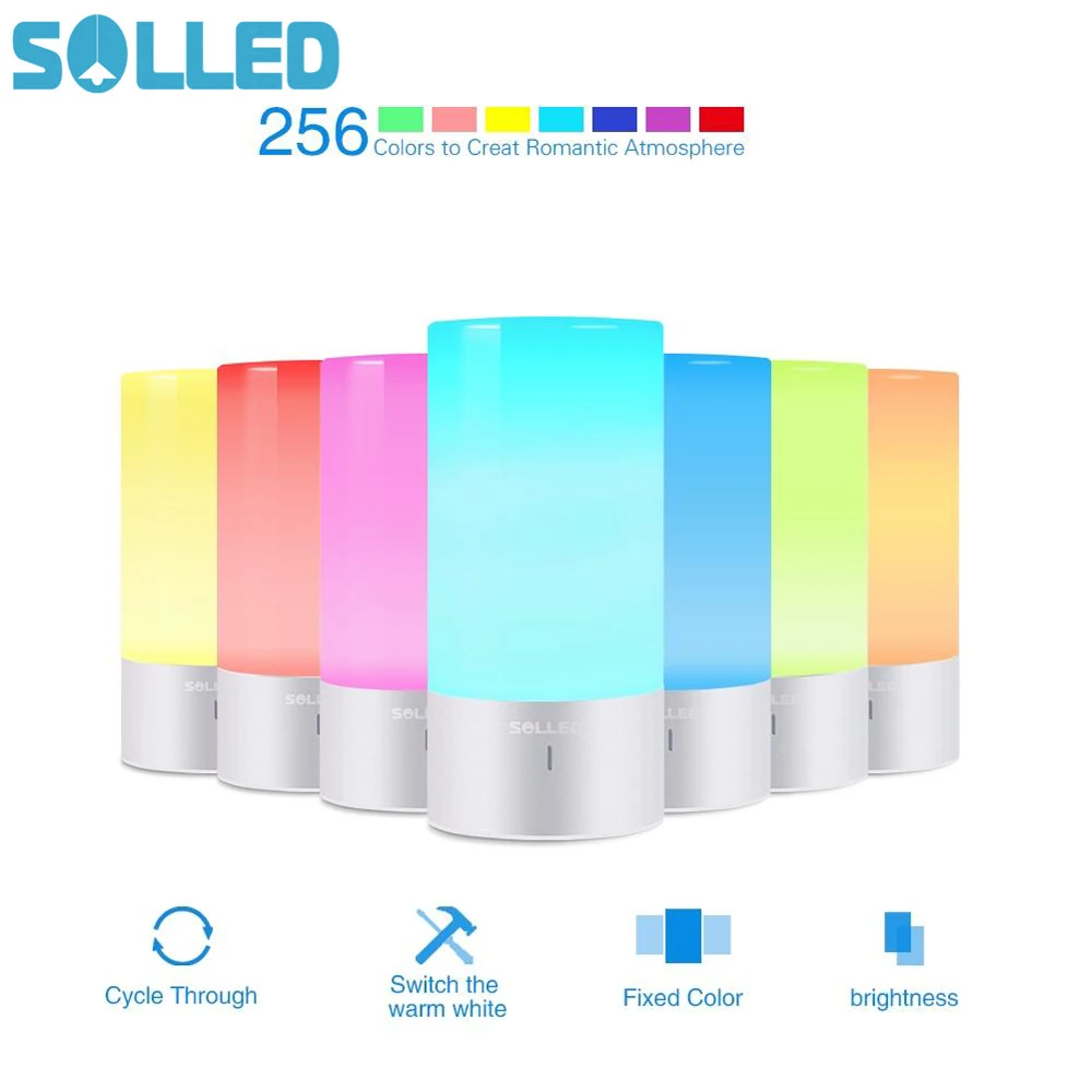 

SOLLED LED Table Lamp Touch Sensor Bedside Lamp Dimmable Warm White Light & 256 RGB Color Changing Desk Light Night Light