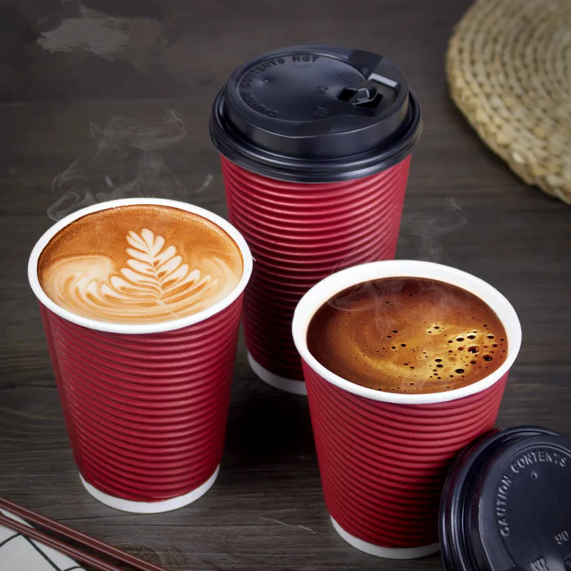 50pcs Red hot drink insulation thick double layer party favor paper cup