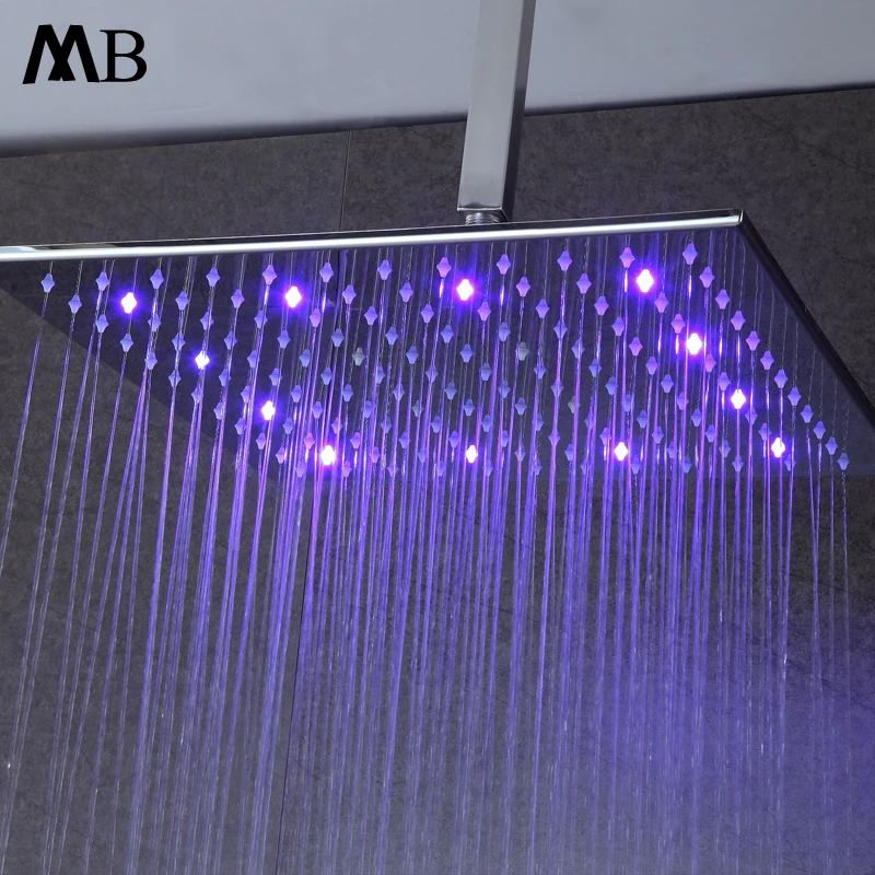 

16 Inch LED Shower Head Bathroom Shower Heads Temperature Control 3 Colors Light Showerheads 12 Inch Without Shower Arms Showers