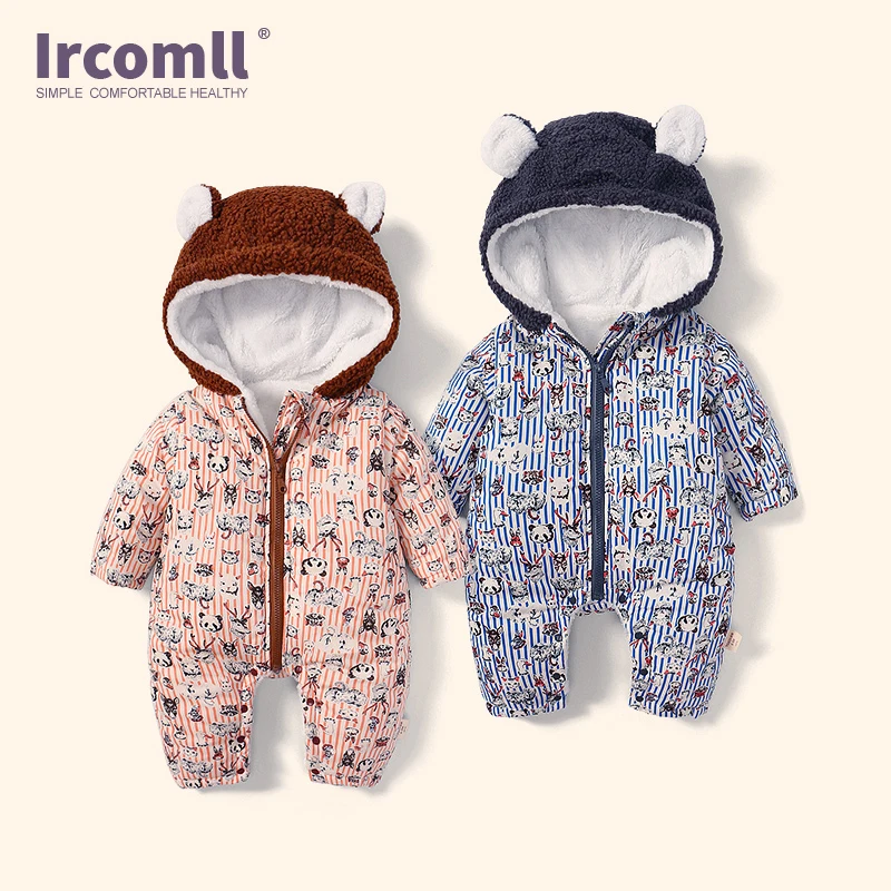 Ircomll Одежда для новорожденных комбинезон детский мультяшный зоопарк с капюшоном