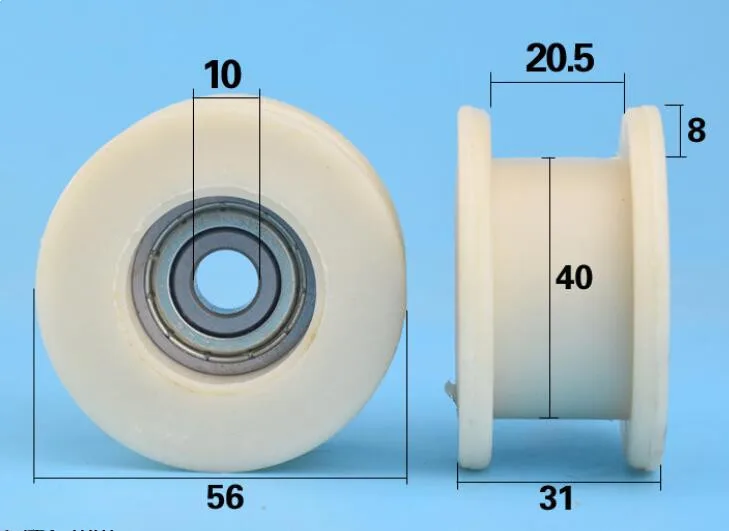 

DuoWeiSi 10*56*31mm square groove H flat groove wheel injection molding machine nylon roller Bearing 389KG Inside 10mm