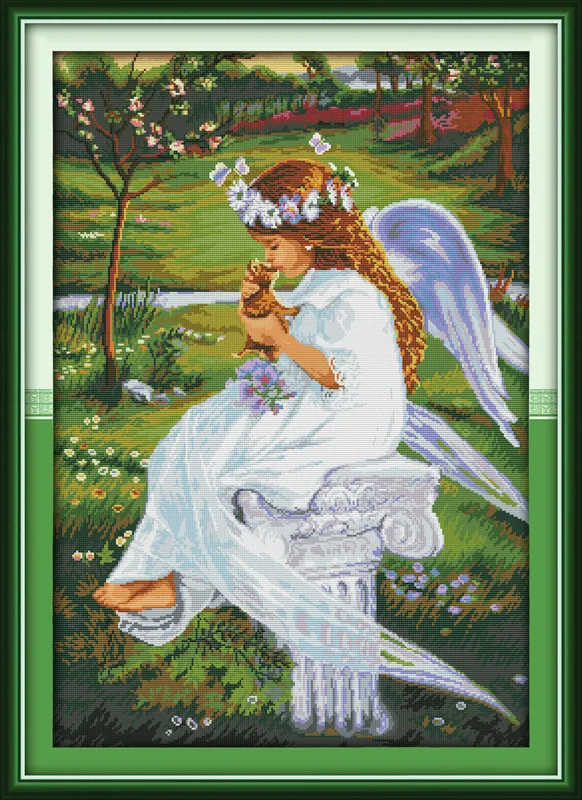 

A Beautiful Angel girl Printed Canvas DMC Counted Chinese Cross Stitch Kits printed Cross-stitch set Embroidery Needlework
