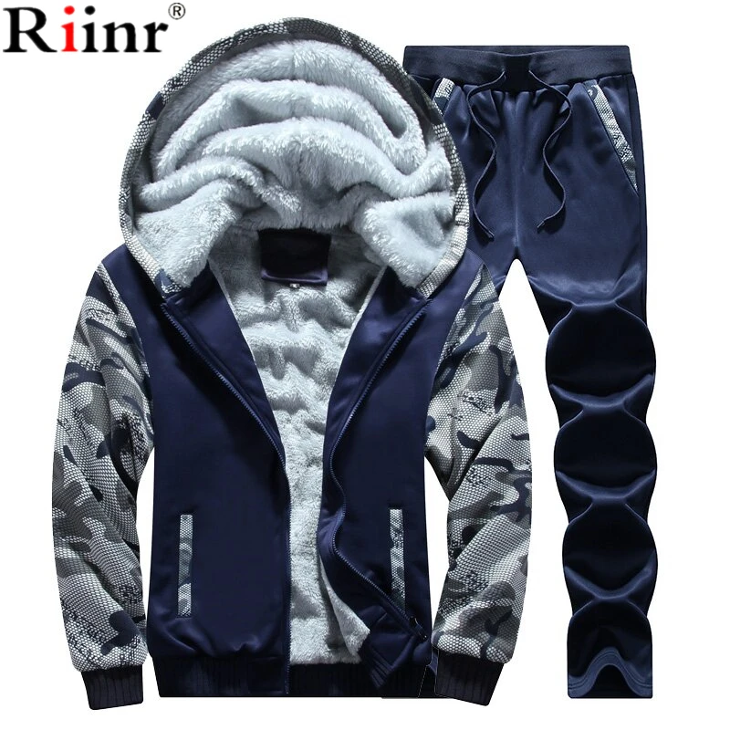 Riinr New Winter Tracksuits Men Set Thicken Fleece Hoodies+Pants Suit Spring Sweatshirt Sportswear Set Male Hoodie Sporting Suit Riinr New Winter Tracksuits Men Set Thicken Fleece Hoodies+Pants Suit Spring Sweatshirt Sportswear Set Male Hoodie Sporting Suit