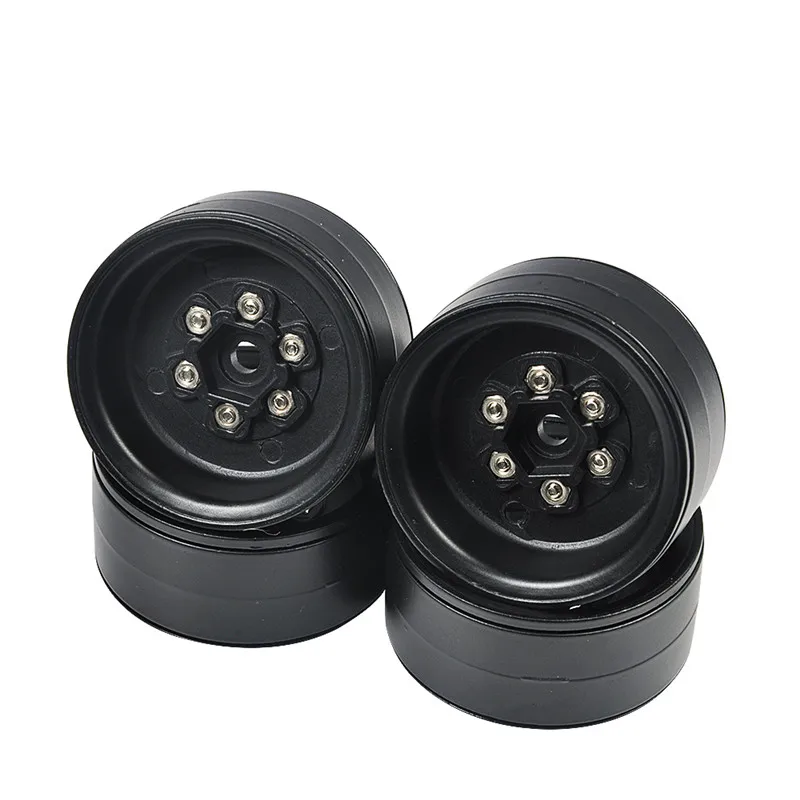 Black Heavy Duty Alloy 1.9 Beadlock Wheel Rims for RC TRX-4 Axial SCX10 D90 #54