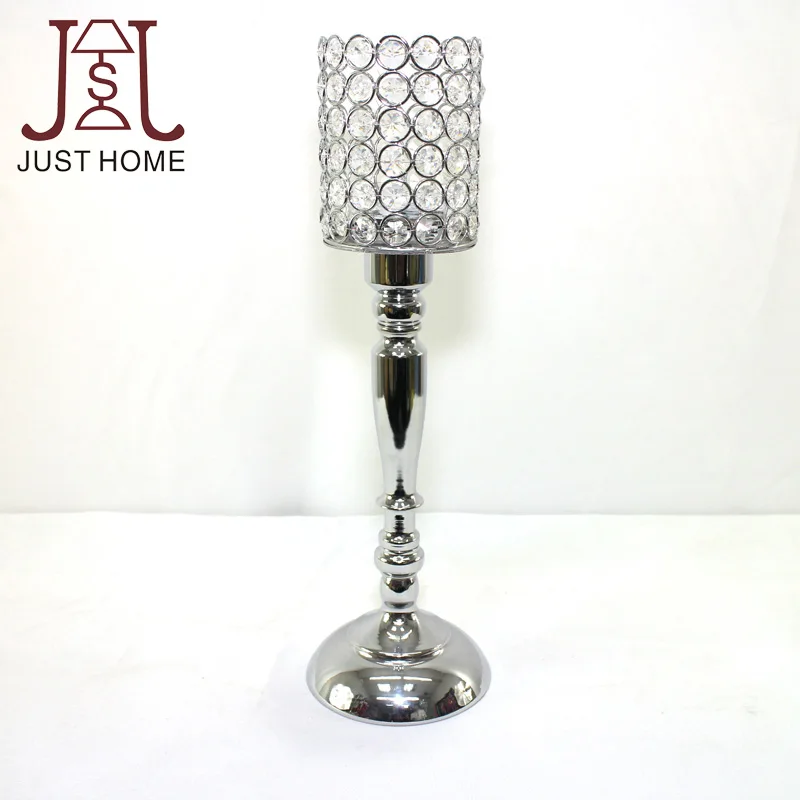 6pcs/lot Metal Silver Chrome Plated Candle Holder Crystals Candelabra