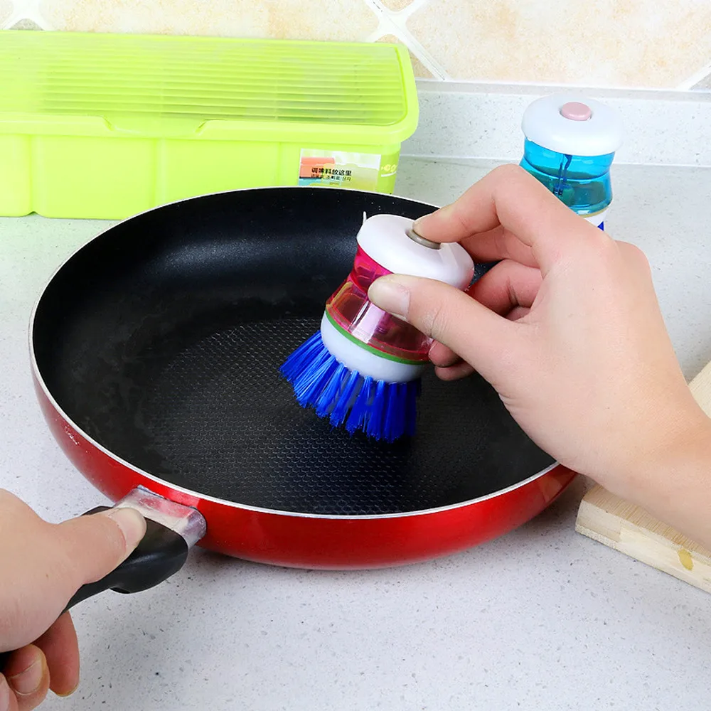 

Cleaning Brush Easy Use Palm Scrubber Wash Clean Tool Holder Soap Dispenser Brush Dish Washer Clean Kitchen Tools Magic Brush