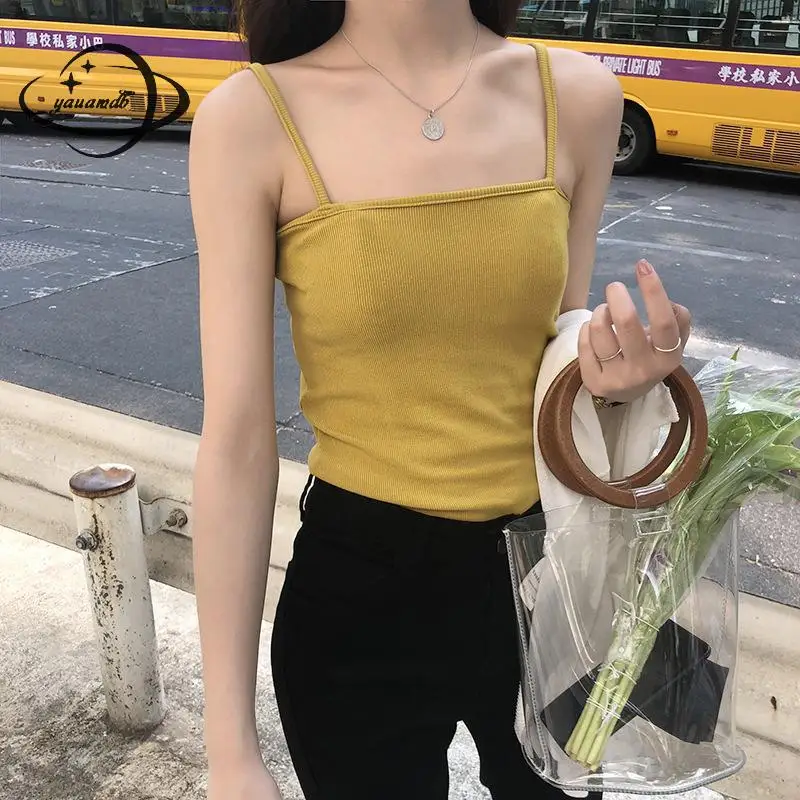 

YAUMADB women tank top summer female camis tees sleeveless clothing solid sexy ladies fashion shortecrop top slim clothes ly24