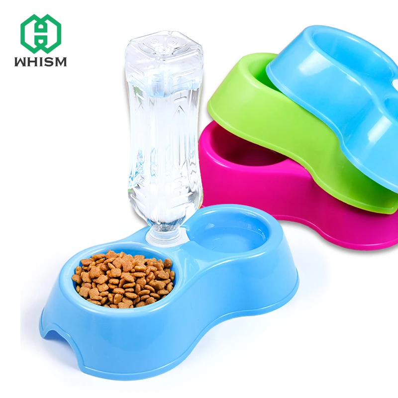 WHISM Cats Dogs Dual Bowl Automatic Water Bottles Pet Puppy Dogs Cat
