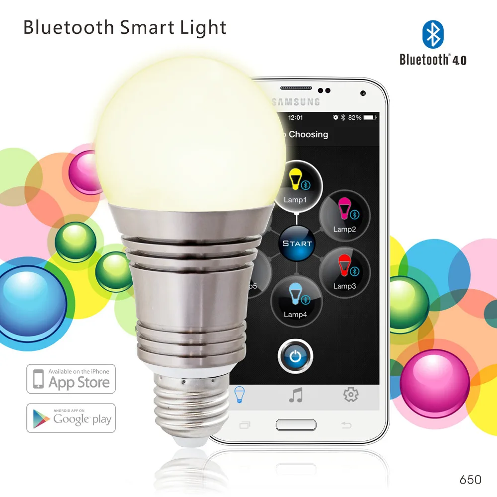 Newest Smart LED Bulb Light Wireless Bluetooth Speaker Bluetooth 4.0 up