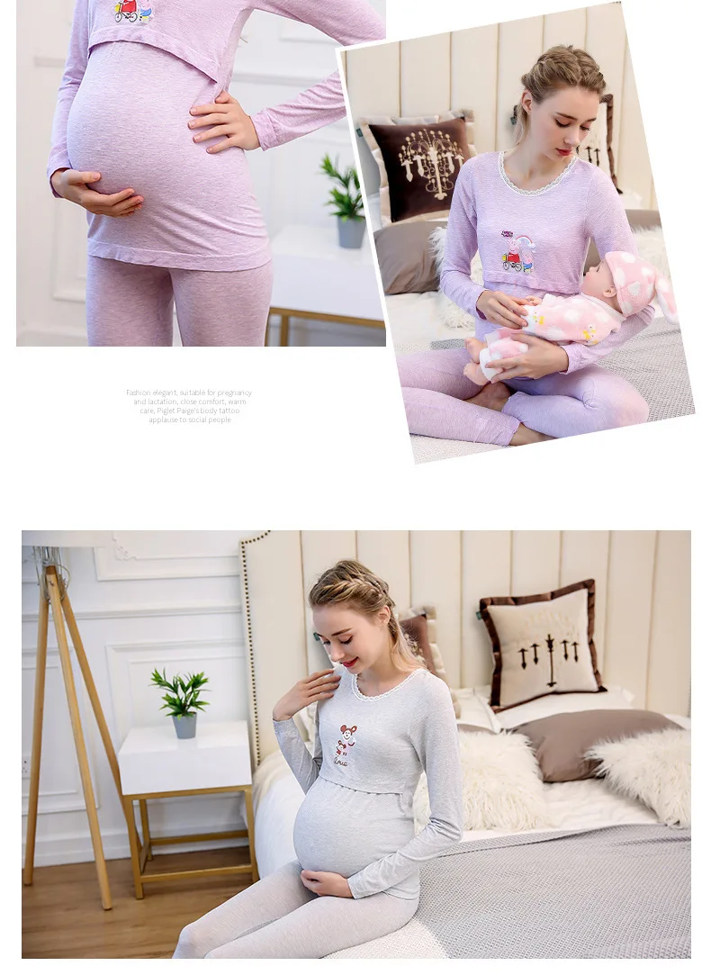 Hishiny/хлопковая одежда для кормления с длинными рукавами; зимняя Пижама для кормления; Пижама для беременных; для грудного вскармливания