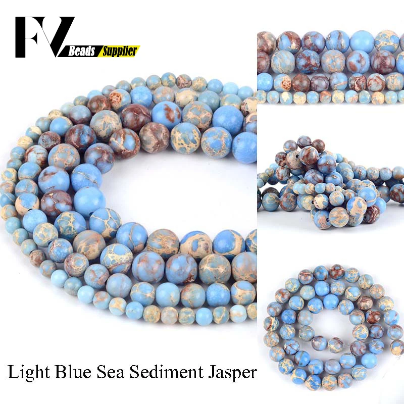 4-12mm Round Frost Green Blue Sea Sediment Stone Beads for Jewelry Making 15/"