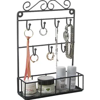 

Retro European Jewelry Organizer Household Earrings Necklace Storage Rack Wrought Iron Headband Display Shelf
