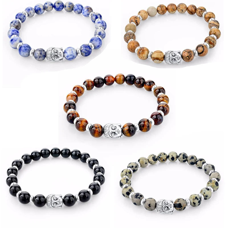 

Mens Turkey Turkish Jewelry Natural Stone Bracelet femme Silver Lava Buddha Bead Chakra Bracelets & Bangle For Women Men