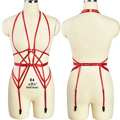 JLX. Жгут сексуальный красный эластичный бандаж для тела, бюстгальтер для чулок, пояс для ног, подвязка в готическом стиле, интригующий набор аксессуаров - Цвет: N0124Red