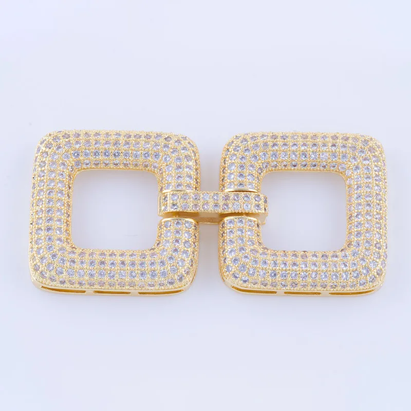 Двойные квадратные застежки с микрозакрепкой из фианита AAA|aaa zircon|micro paved czclasp square |
