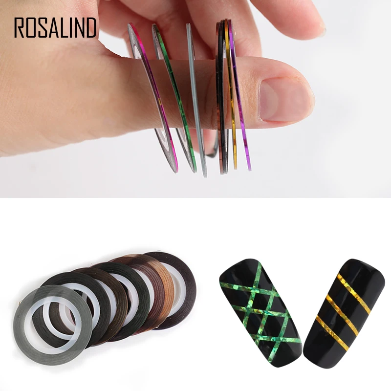 روزاليند 10 ألوان ماتي اللون لفات 1 مللي متر شريط قلم خط الخام أنماط مسمار الفن نصائح الشارات الجمال الراين مسمار الديكور