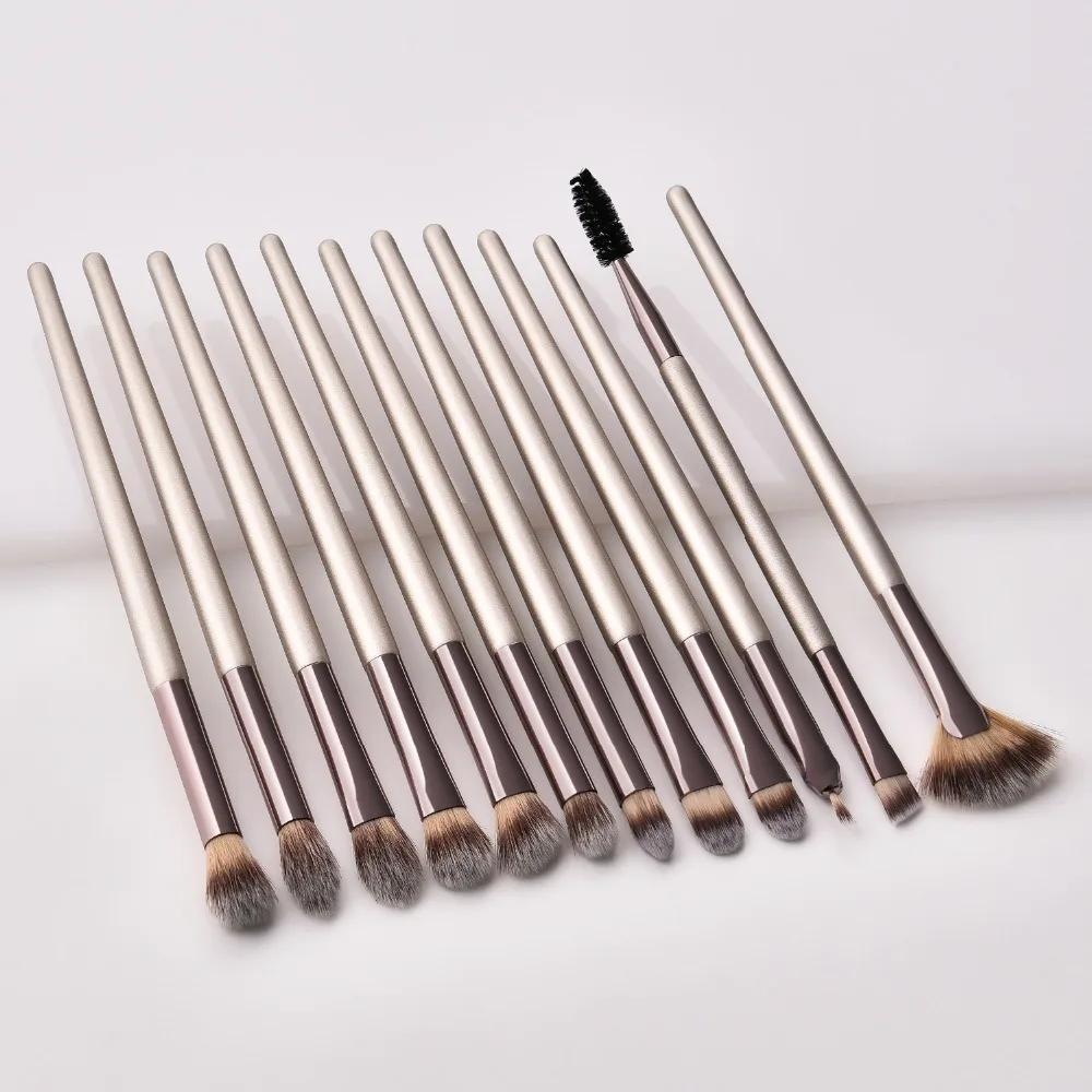 12pcs Makeup Brushes Eye Shadow Nose Mascara Brush Set Beauty Cosmetics Tools Luxury Champagne | Красота и здоровье