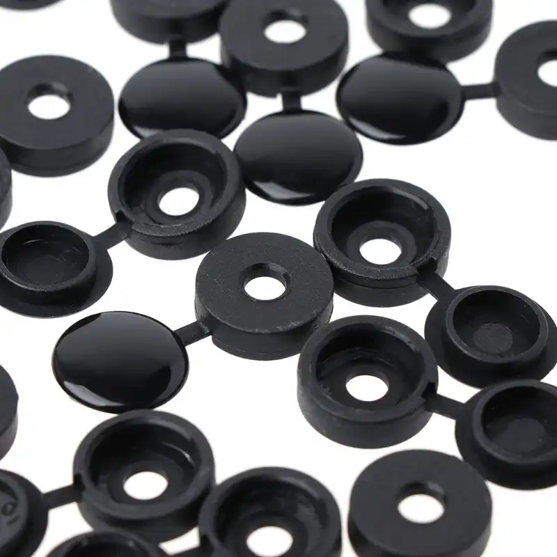 LAITER 100 Tapas con bisagras Cubierta Tornillos de pl/ástico ABS Clips de almacenamiento blancos Campana de tornillo plegable Pl/ástico con bisagras para autom/óvil Tapa negra Cubierta