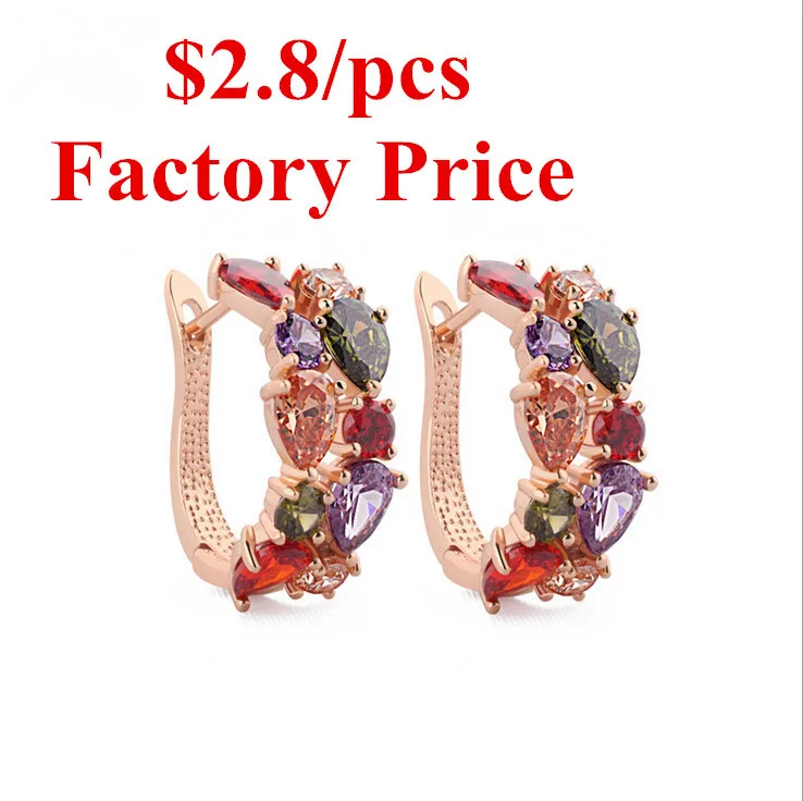

Factory Direct Top AAA Zircon 18K Rose Gold Plated Earring Female