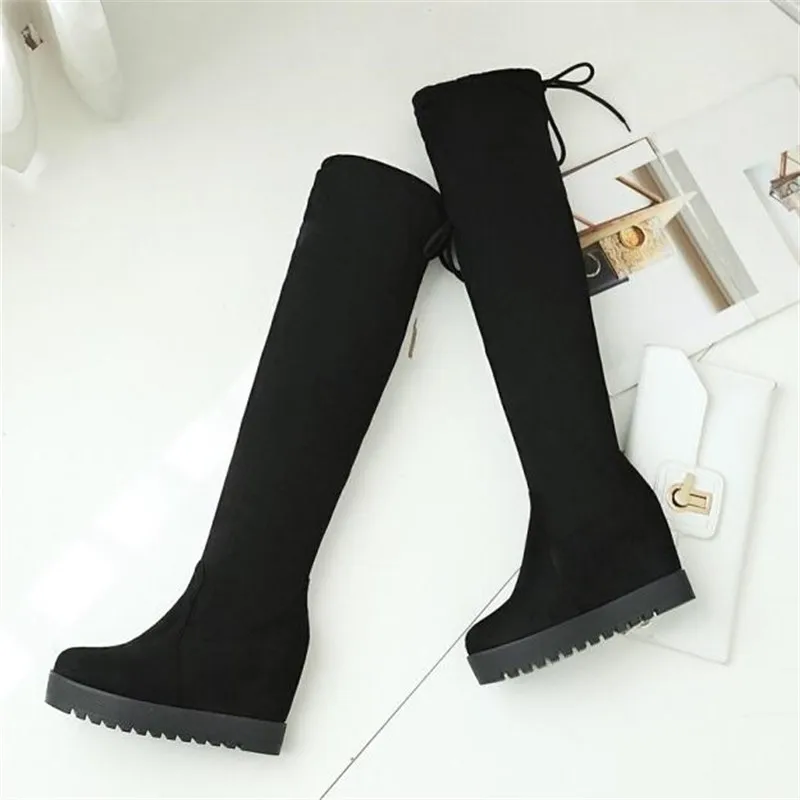 Aumento Tamaño 34 La Promoción Tacón Mujeres Caballería Interno Botas Inferior De Rodilla 43 Estilo 2plush 1 Nuevo Sobre Grind Grueso Alto Invierno AAwOxYT