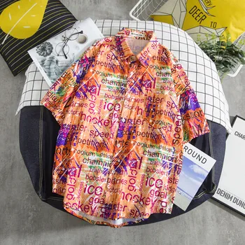 

Hip hop Streetwear Shirts Printing floral rapper harajuku loose Shirts Casual Stand Collar Loose Shirt Apparel Comfort Tops 7.12