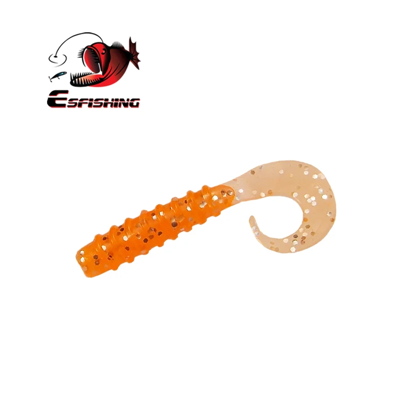 

ESFISHING Lures Fishing Soft Bait Coil Tail Grub 55m 10pcs Silicone Bait Fishing Tackle Squid Lure