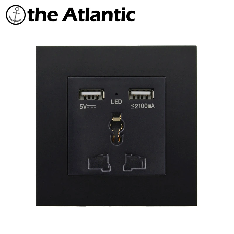 Универсальная Розетка с 2.1A USB розетка настенная Электророзетка ПК пластиковая панель 2 порта USB зарядное устройство адаптер