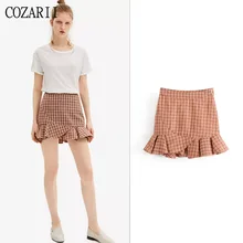 COZARII мини-юбка женская летняя повседневная стильная клетчатая Русалка прямая faldas mujer moda юбки женские большие размеры