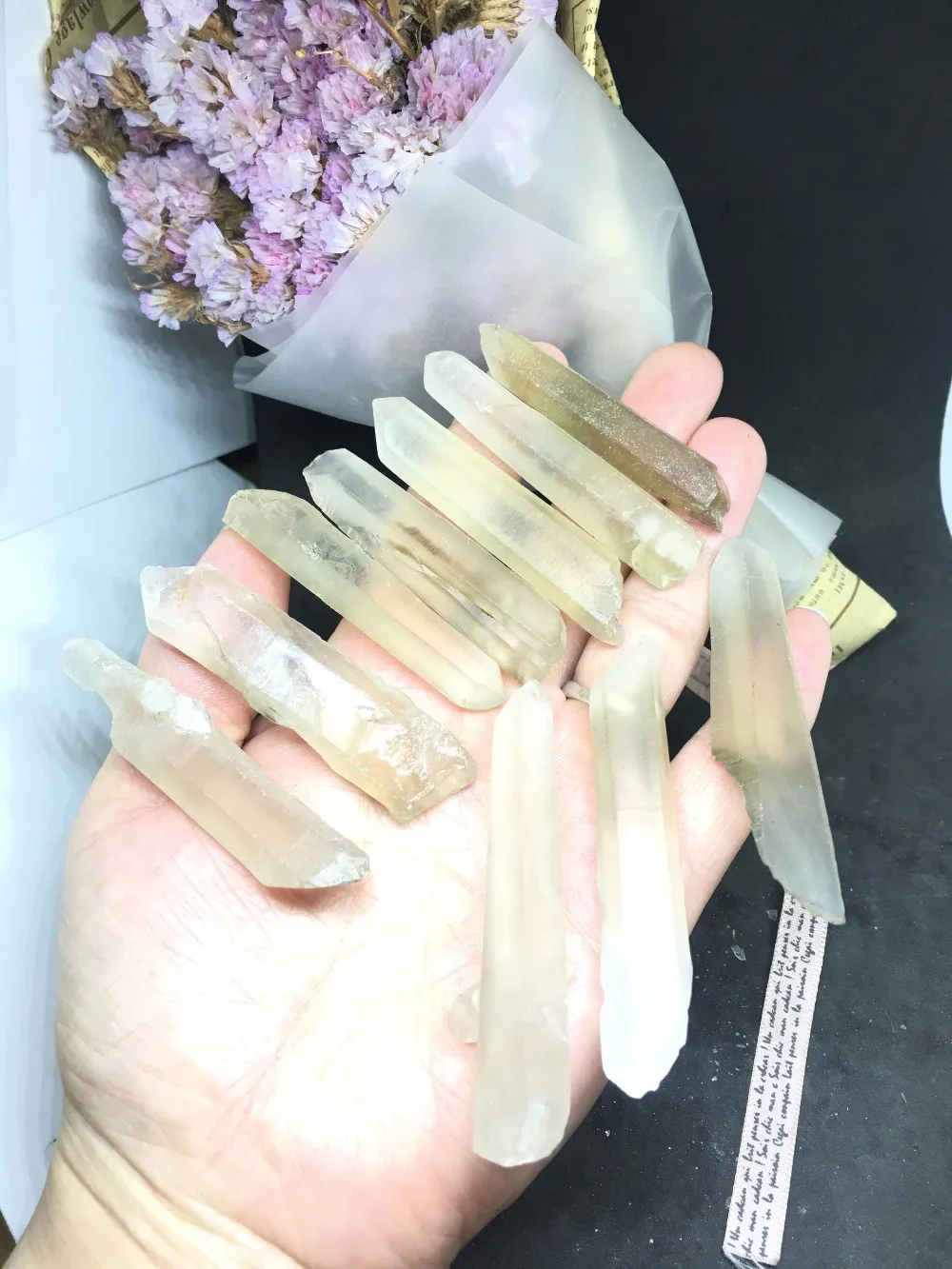 

10pcs Rare Slender Natural Lemurian Seed Quartz Crystal Points Specimen