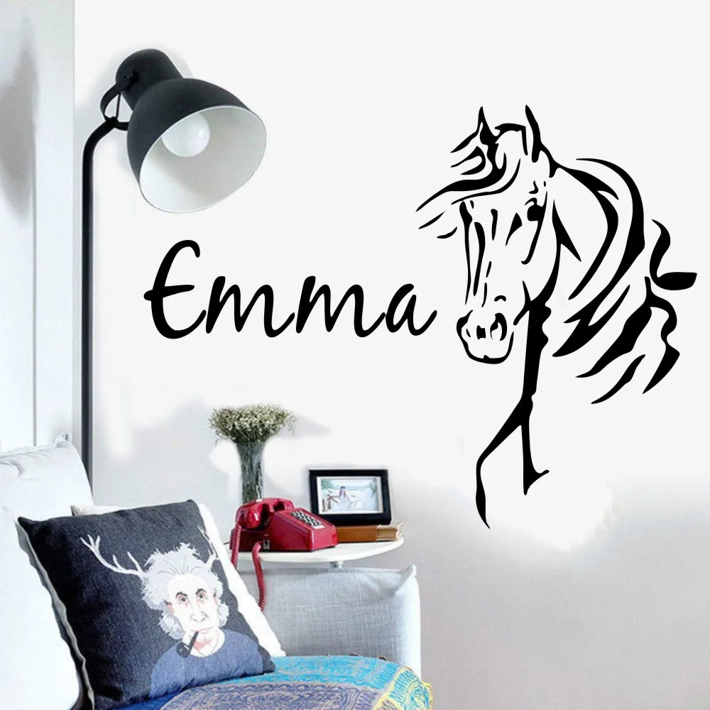 personalised Name Sticker Vinyl Decal with football or Unicorn head