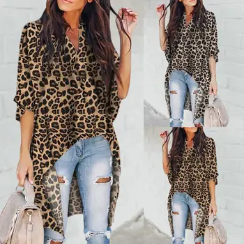 

Women Summer V-Neck Casual Leopard Half Sleeve Batwing Tops Loose Leopard, Gray Shirts