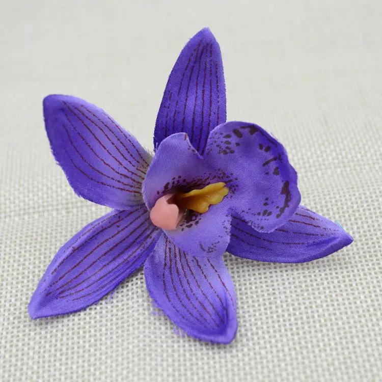 10 шт. дешевые шелковые цветы Цимбидиум искусственный цветок Свадебные цветы Бабочка Орхидея, искусственные цветы - Цвет: Violet Blue