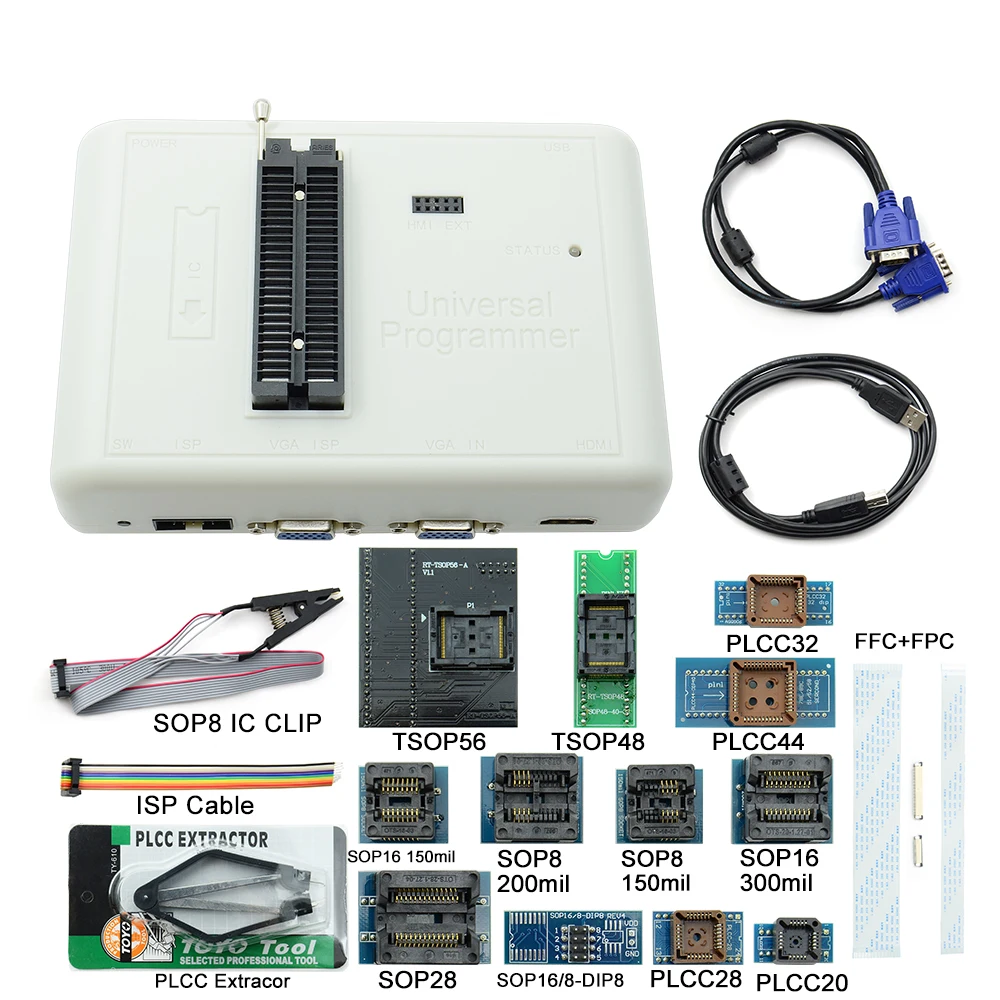 Sinstar новейшее программное обеспечение RT809H+ 16 адаптеров emmc-nand FLASH чрезвычайно быстрый Универсальный программатор