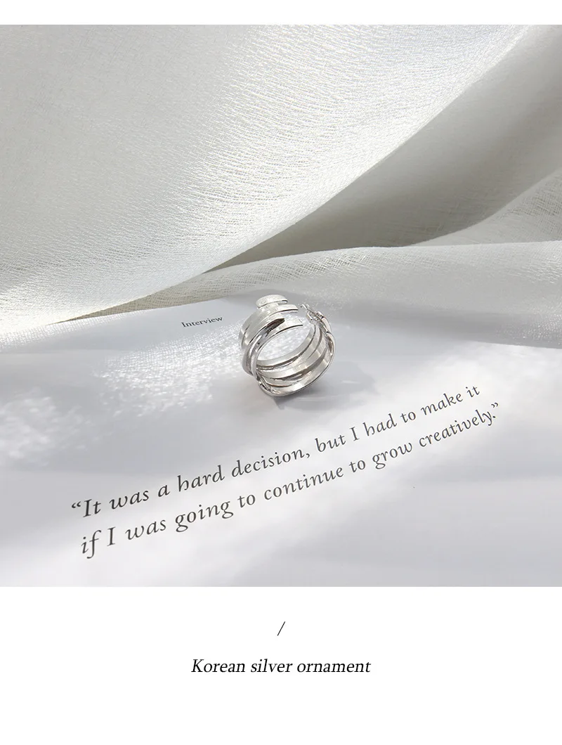 SHANICE 925 пробы Серебряное Открытое кольцо с большим гладким лицом, простое геометрическое многослойное кольцо в стиле панк, ювелирные изделия для женщин