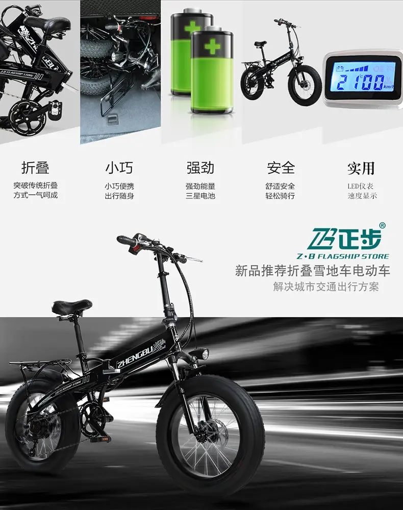 Perfect 48V 10Ah Lithium battery,350W Powerful Motor,  20" 4.0 Width Tire Snow Bike, Folding Electric Bike,Fat Bike,MTB Mountain Bicycle 2