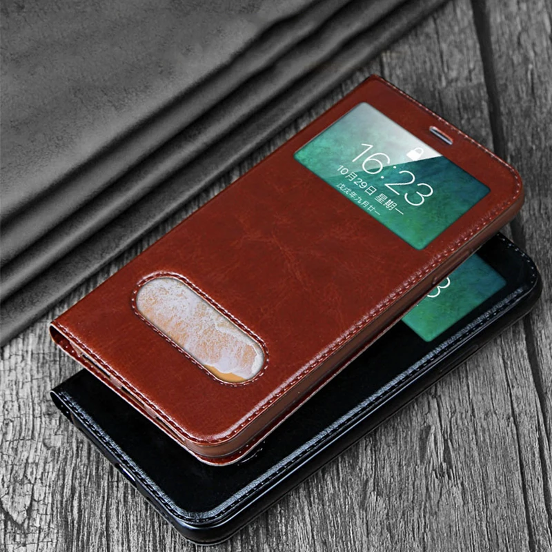 

PU Leather Phone Case Flip Cover For iphone X 8 7 6 6S Plus Window View Phone Case Coque Fundas For iPhone SE 5S 5