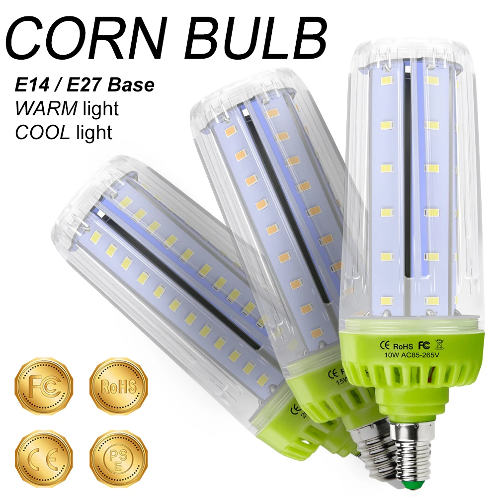 

E14 Corn LED Lamp 110V E27 LED Bulb 20W Ampoule LED 220V Light Bulb 10W 15W Bombilla No Flicker Light 5736 SMD High Power Lamp