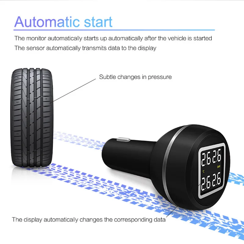 CARCHET 12V автомобильная система контроля давления в шинах TPMS с зарядным портом usb+ 4 внешних самосменных датчика батареи