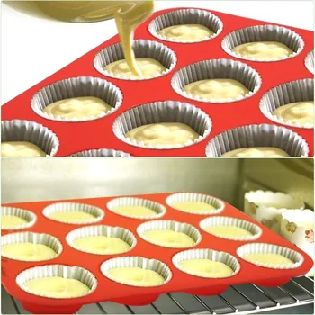 

12 Cup Silicone Mold Muffin Cupcake Baking Pan Non Stick Dishwasher Microwave Safe Silicone Baking Mold