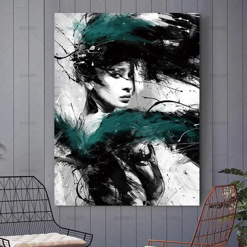 2 Panel Canvas Print Oil Painting Wall Picture Home Decor Afro-hair Girl