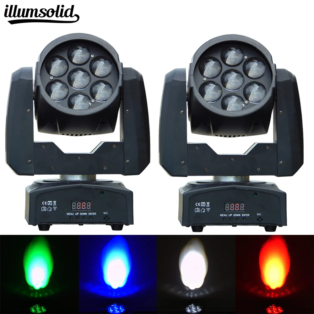

2xLot New Led Mini zoom Moving Head Light 7x12W RGBW Professional Stage Lights 8-40 Zoom DJ DMX Disco Beam Wash Effect